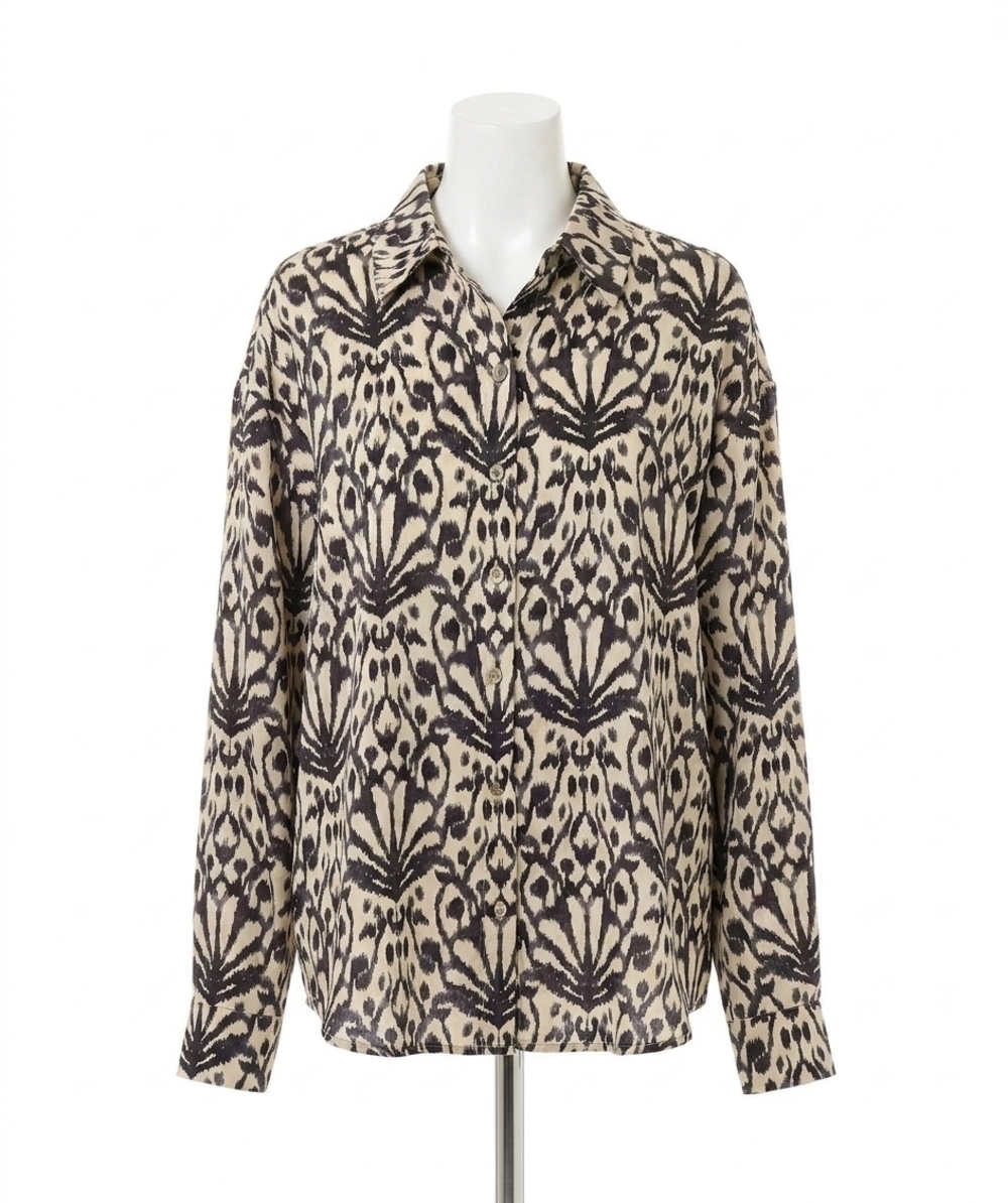 NEW ESQUALO blyra oversized city sign blouse in beige